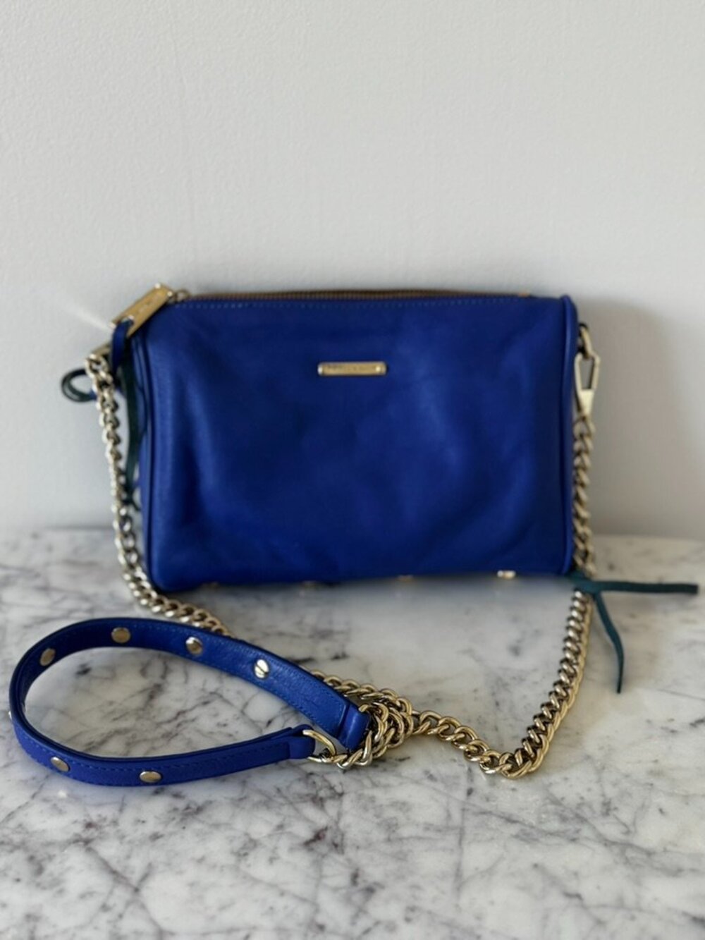 NWT Rebecca Minkoff Mini 5-Zip Blue Leather Crossbody Bag